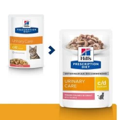 Hill's Prescription Diet Feline C/D Multicare Saumon SACHETS 12 X 85 Grs -Hill's 52742188218 0 prescription diet chat c d multicare sachet repas saumon