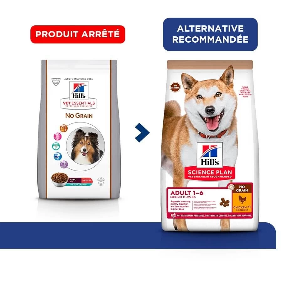 Hill's Science Plan VetEssentials Canine Adult Medium No Grain Thon & Pommes De Terre 2 Kg 3 Hill's Science Plan VetEssentials Canine Adult Medium No Grain Thon & Pommes De Terre 2 Kg